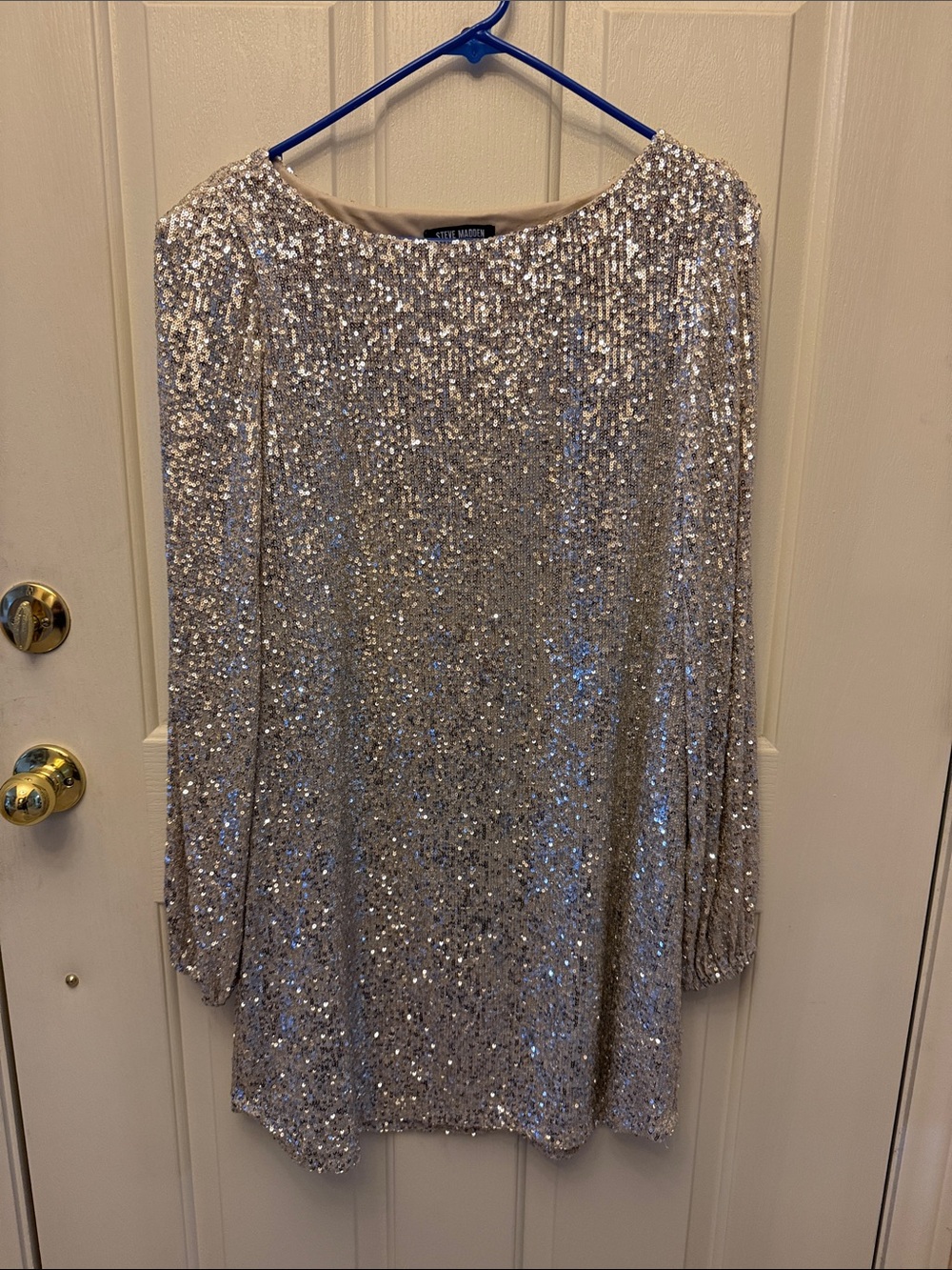 Steve Madden Silver Sequin Shift Dress